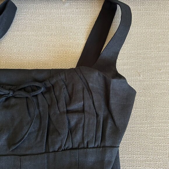 NEW Reformation Balia Linen Midi Dress Sz2 Black - Picture 6 of 8